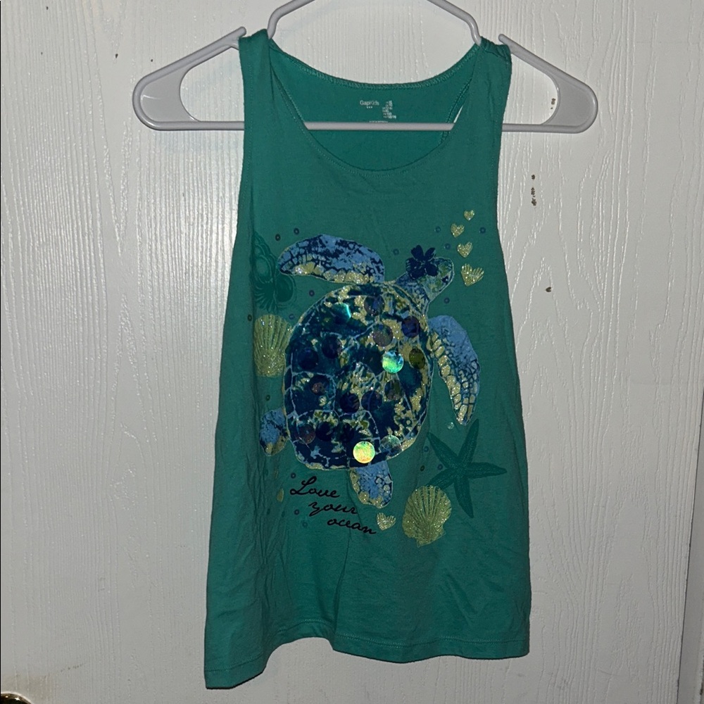 GAP Kids Teal Tank Top with Sea Turtle Design